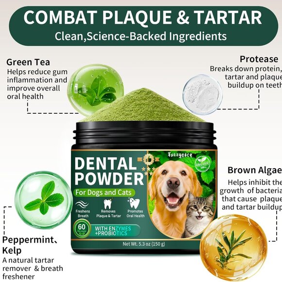 Dog Dental Powder, Dog Teeth Cleaning Powder with Natural Herbal Blend 5.3Oz - Picture 5 of 7